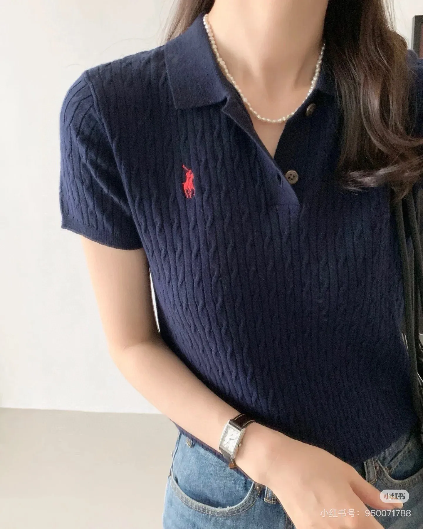 🅿️158 L18 #Ralph Lauren•Polo collar embroidered short-sleeved bottoming knitted sweater ✅✅✅Ready stock Focus on quality Feel free to compare Size: S M L